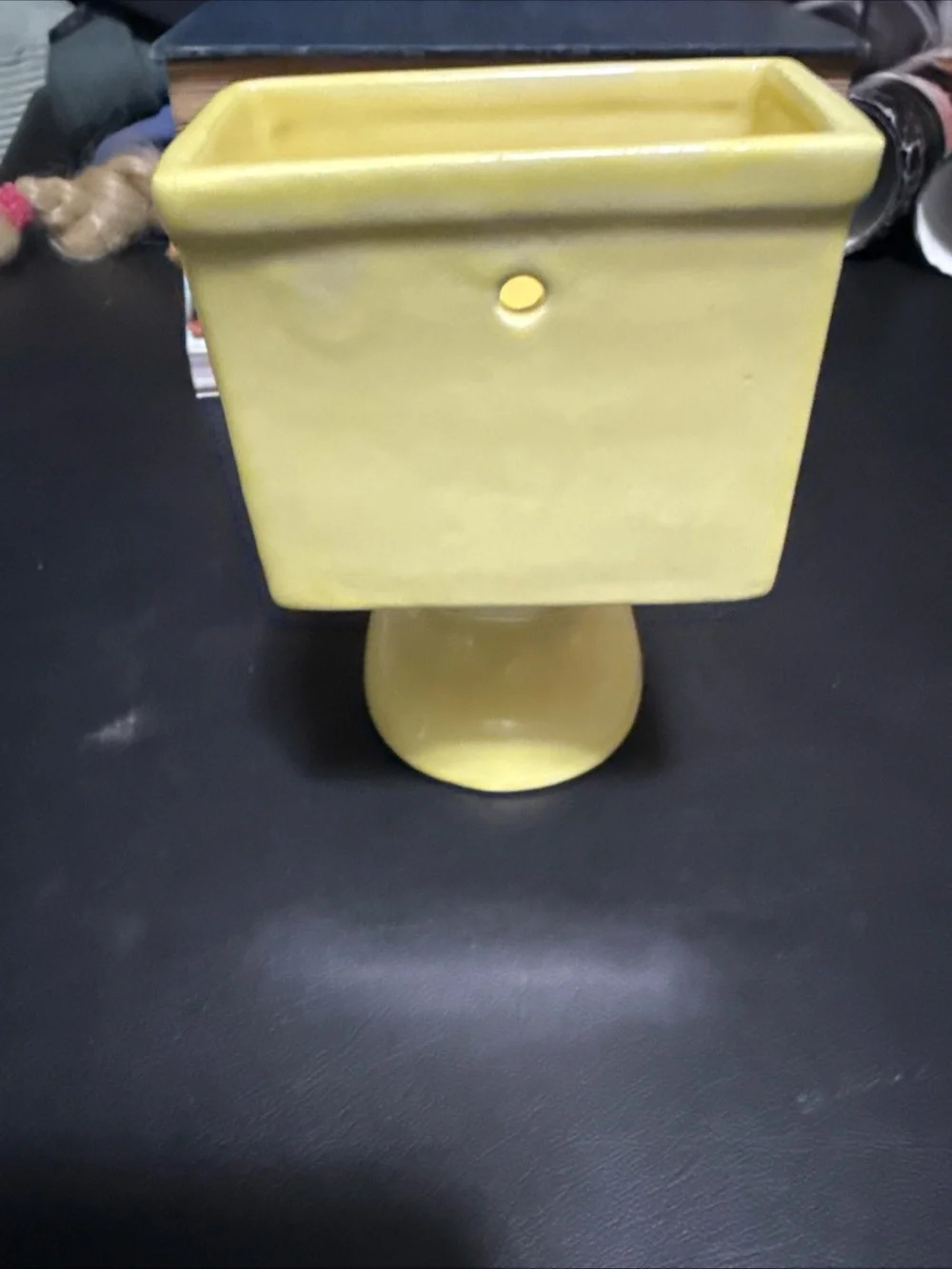 Vintage Yellow Ceramic Toilet Ashtray - Novelty Home Bath Accent
